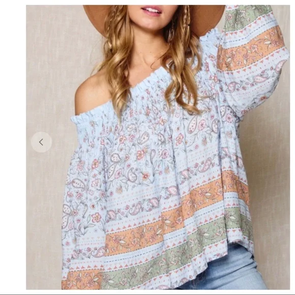 #18 Pauline Boho Smocked Off The Shoulder Top - Picture 4 of 7